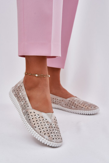 Pelle scamosciata traforata scarpe Femminile oro-colore grigio Chulieta 2