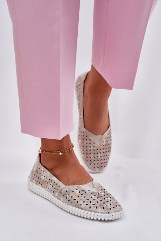 Pelle scamosciata traforata scarpe Femminile oro-colore grigio Chulieta Pelle scamosciata traforata scarpe Femminile oro-colore grigio Chulieta