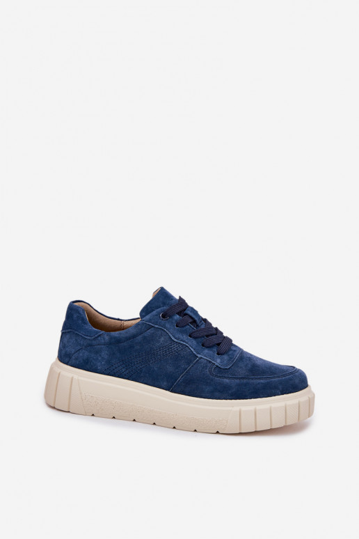 dalla pelle scamosciata Scarpe modello sneakers Femminile con una piattaforma blu scuro RilAena dalla pelle scamosciata Scarpe modello sneakers Femminile con una piattaforma blu scuro RilAena