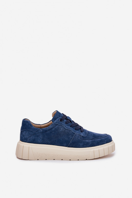 dalla pelle scamosciata Scarpe modello sneakers Femminile con una piattaforma blu scuro RilAena dalla pelle scamosciata Scarpe modello sneakers Femminile con una piattaforma blu scuro RilAena