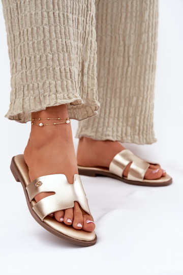 Pantofole Appartamento delle donne in ecopelle colore dorato Firvania 2