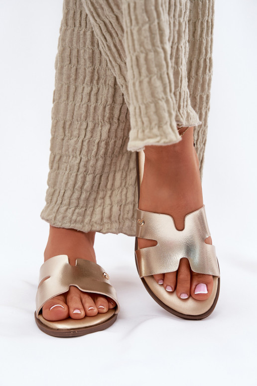 Pantofole Appartamento delle donne in ecopelle colore dorato Firvania