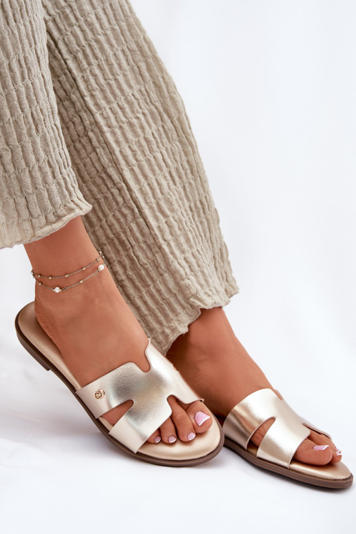 Pantofole Appartamento delle donne in ecopelle colore dorato Firvania