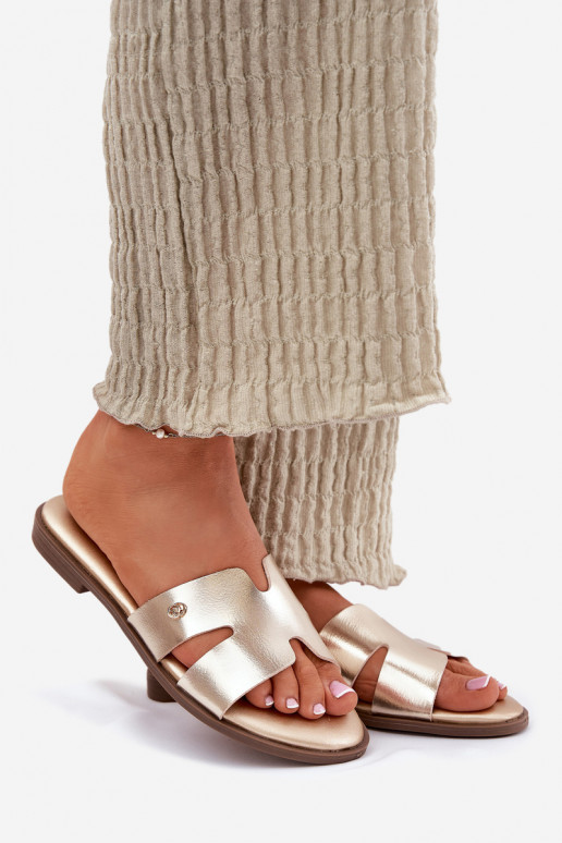 Pantofole Appartamento delle donne in ecopelle colore dorato Firvania