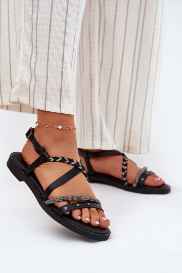 Sandali bassi con cinghie Vinceza 17379 colore nero