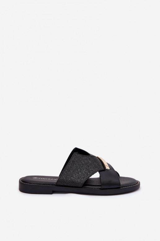 Pantofole piatte da donna Con decorazioni Detalem Vinceza 17385 colore nero Pantofole piatte da donna Con decorazioni Detalem Vinceza 17385 colore nero