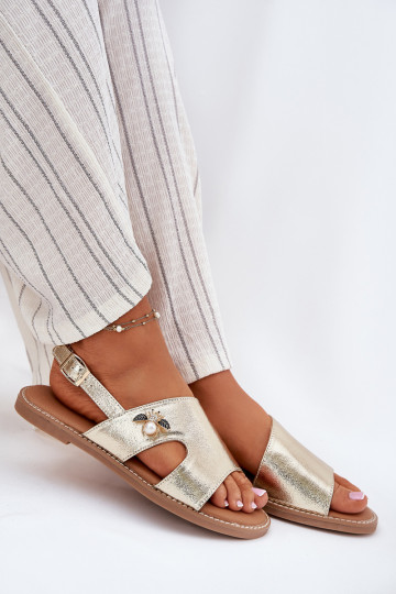 Sandali bassi da donna Con decorazioni Detalem Vinceza 17378 colore dorato