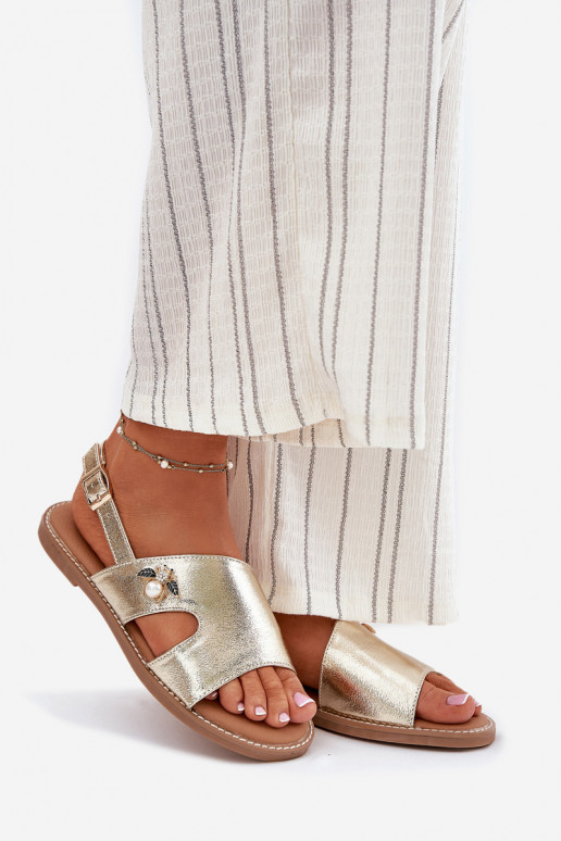 Sandali bassi da donna Con decorazioni Detalem Vinceza 17378 colore dorato Sandali bassi da donna Con decorazioni Detalem Vinceza 17378 colore dorato