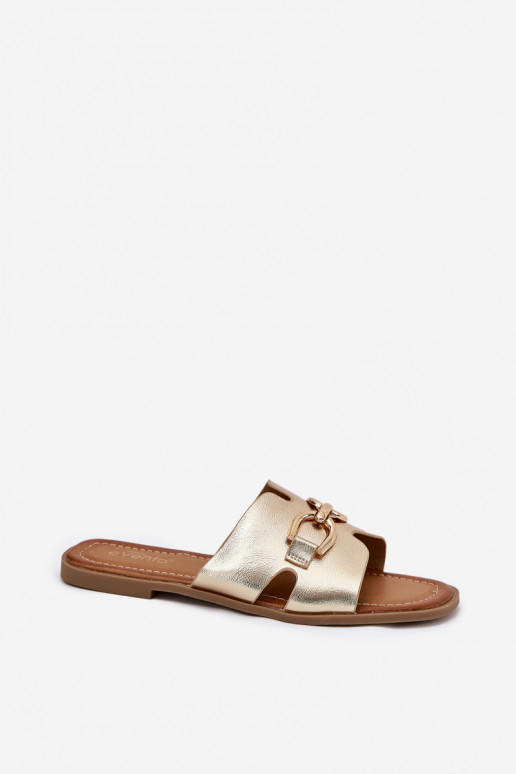 Pantofole Appartamento delle donne Con decorazioni Detalem colore dorato Amiresna Pantofole Appartamento delle donne Con decorazioni Detalem colore dorato Amiresna