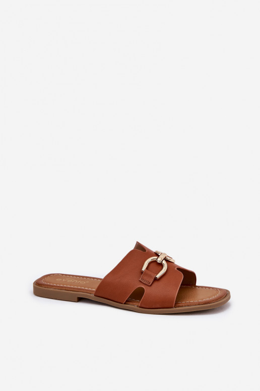 Pantofole Appartamento delle donne Con decorazioni Detalem colore marrone Amiresna