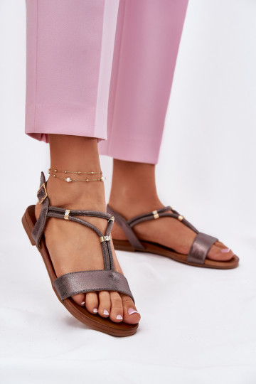 Femminile Sandali bassi con strisce S.Barski KV51-120 colore grigio