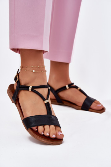 Femminile Sandali bassi con strisce S.Barski KV51-120 colore nero 2