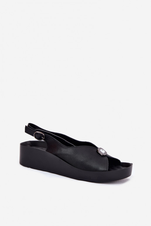 Sandali da donna Femminile Su un cuneo e piattaforma S.Barski KV51-020 colore nero