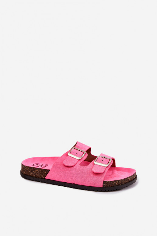 Pantofole da donna con fibbie neon colore rosa Oliena