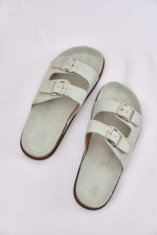 Pantofole da donna con fibbie colore menta Oliena