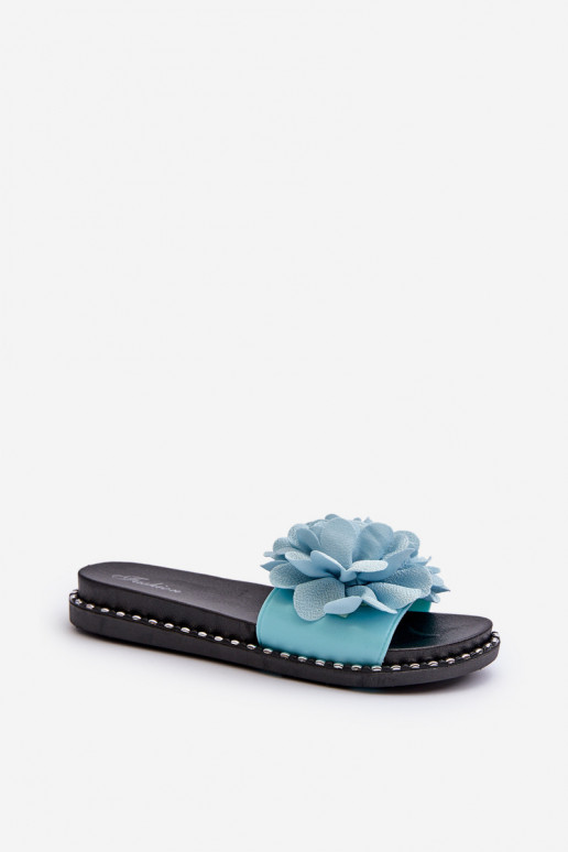 Pantofole da donna Ozdobione con motivi florealiami colore blu Cellanen