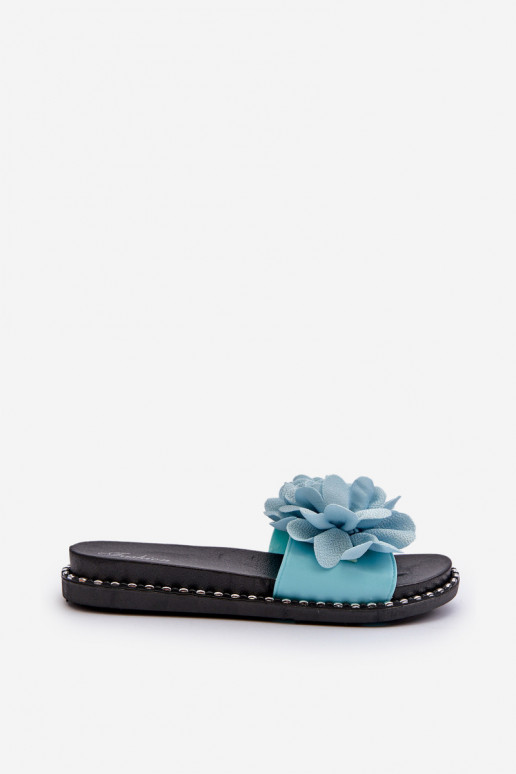 Pantofole da donna Ozdobione con motivi florealiami colore blu Cellanen