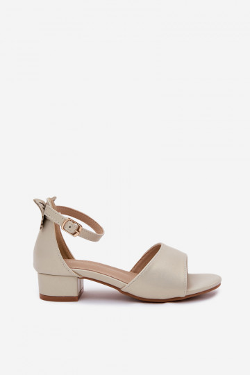 con lucentezza sandali Infantile Con tacco basso colore dorato Ainare 2