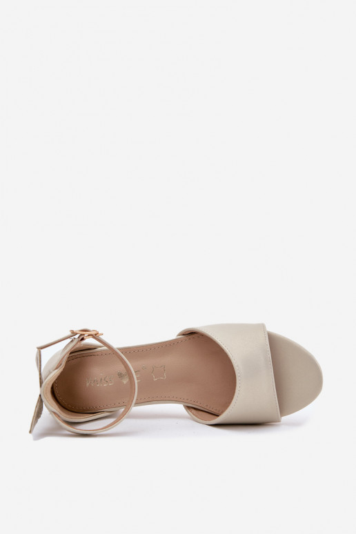 con lucentezza sandali Infantile Con tacco basso colore dorato Ainare