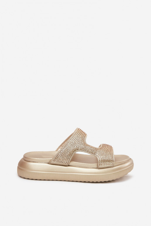 Decorato Pantofole da donna con una piattaforma colore dorato Jestella