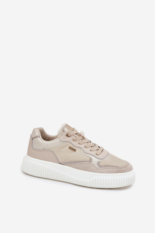 Pelle Scarpe modello sneakers Femminile con una piattaforma beige Velarria