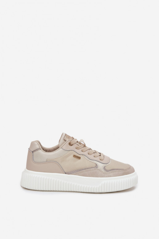 Pelle Scarpe modello sneakers Femminile con una piattaforma beige Velarria