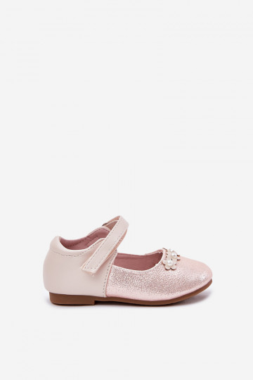 Ballerine per bambini color rosa con velcro e motivi floreali, "Nikione" 2