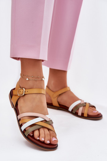 Sandali da donna Z Przeplatającymi Się Paskami Sergio Leone SK090H colore giallo