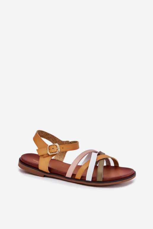 Sandali da donna Z Przeplatającymi Się Paskami Sergio Leone SK090H colore giallo