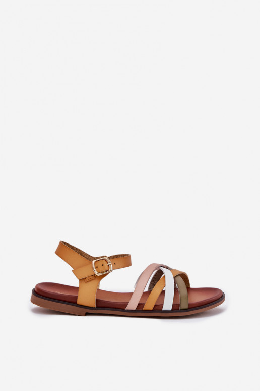 Sandali da donna Z Przeplatającymi Się Paskami Sergio Leone SK090H colore giallo