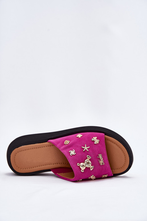 Pantofole da donna in pelle scamosciata Z Przypinkami Vinceza 66741 colore rosa Pantofole da donna in pelle scamosciata Z Przypinkami Vinceza 66741 colore rosa