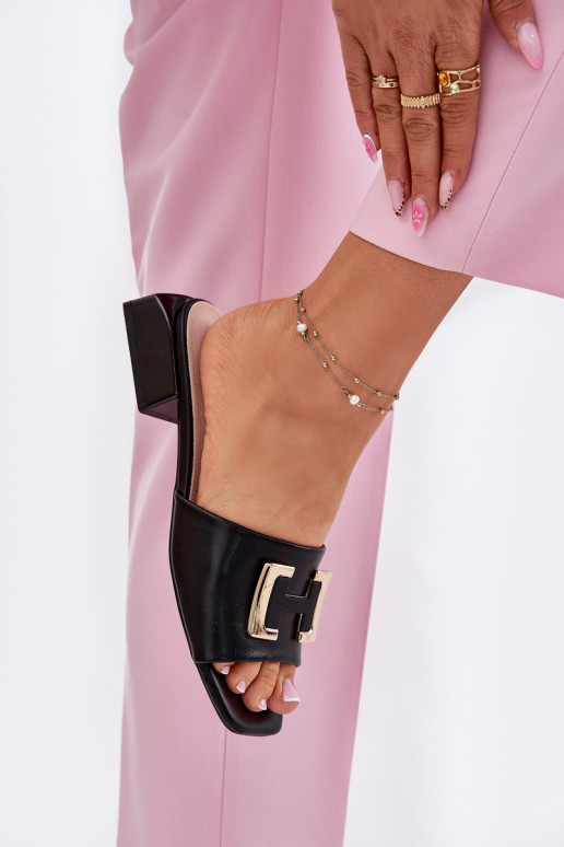 Stile elegante Pantofole da donna Klocke Ze colore doratom Detalem Vinceza 62229 colore nero