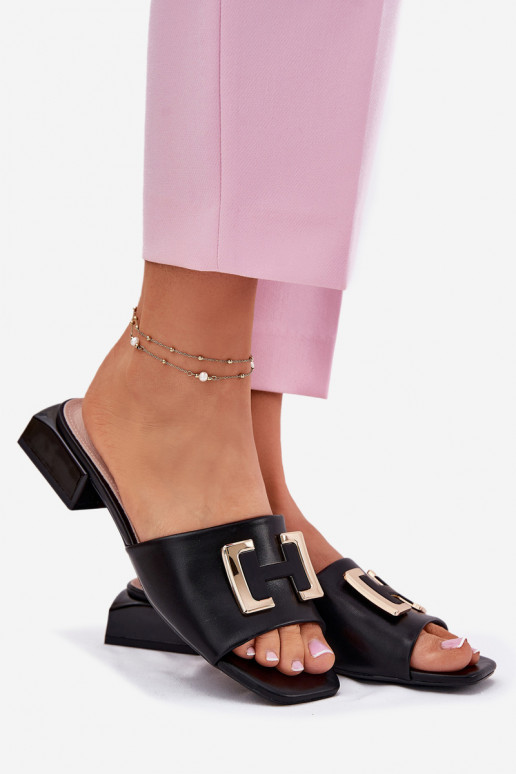 Stile elegante Pantofole da donna Klocke Ze colore doratom Detalem Vinceza 62229 colore nero