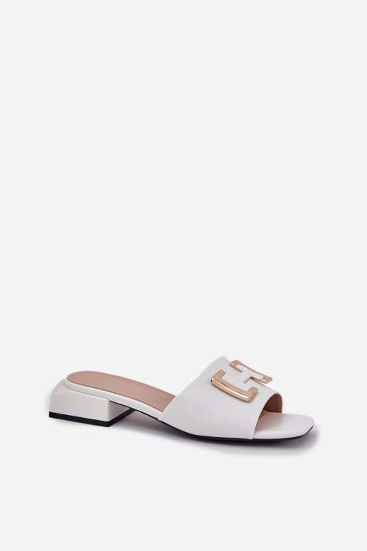 Stile elegante Pantofole da donna Klocke Ze colore doratom Detalem Vinceza 62229 Colore bianco