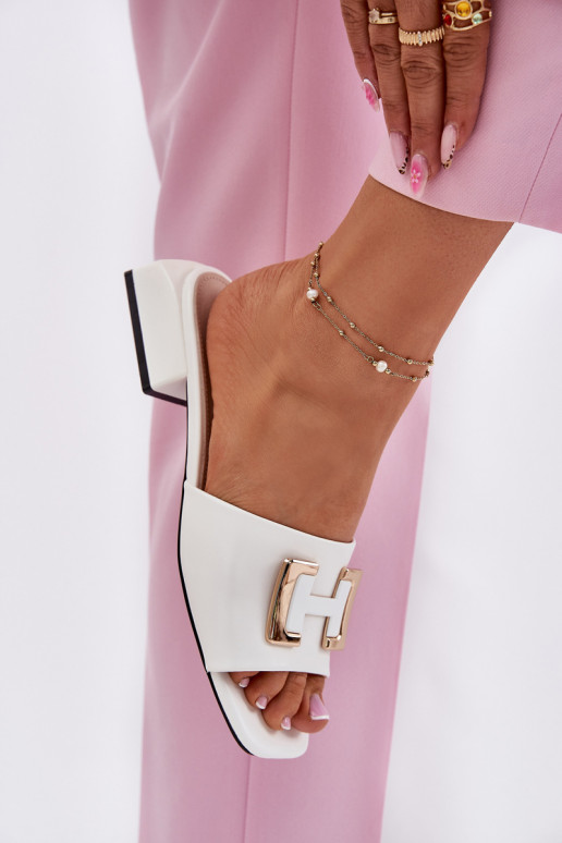 Stile elegante Pantofole da donna Klocke Ze colore doratom Detalem Vinceza 62229 Colore bianco