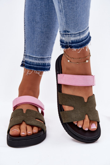 Pantofole da donna Z con chiusura adesivaem Vinceza 17401 verde-colore rosa 2