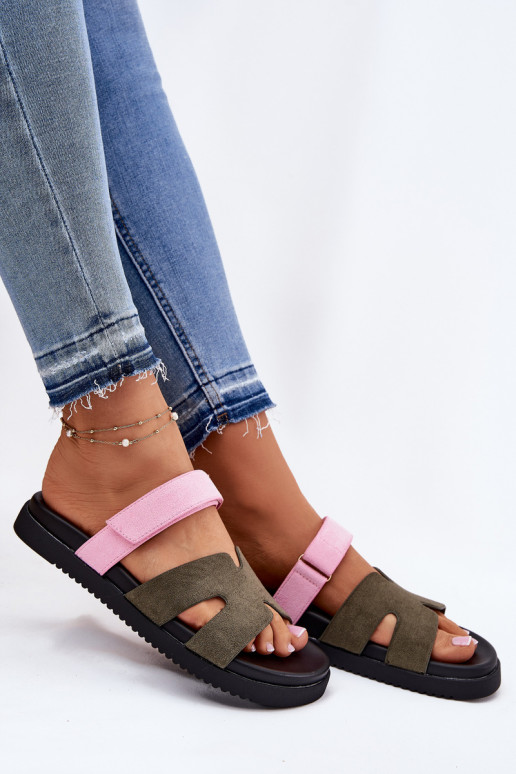 Pantofole da donna Z con chiusura adesivaem Vinceza 17401 verde-colore rosa Pantofole da donna Z con chiusura adesivaem Vinceza 17401 verde-colore rosa