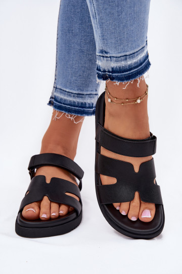 Pantofole da donna Z con chiusura adesivaem Vinceza 17401 colore nero