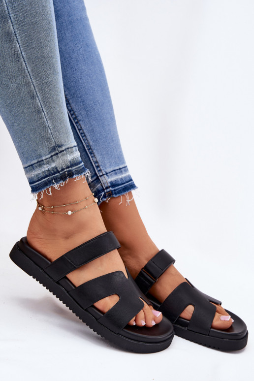 Pantofole da donna Z con chiusura adesivaem Vinceza 17401 colore nero