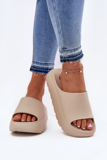 Ciabatte leggere color sabbia da donna con platform, "Xalvania" 2
