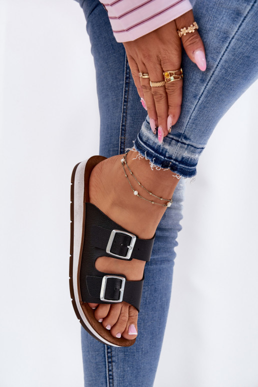 Pantofole da donna con fibbie Inblu CP000042 colore nero