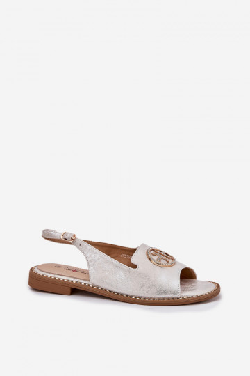 Sandali da donna con tacchi larghi con ornamenti S.Barski KV51-002 color argento 2