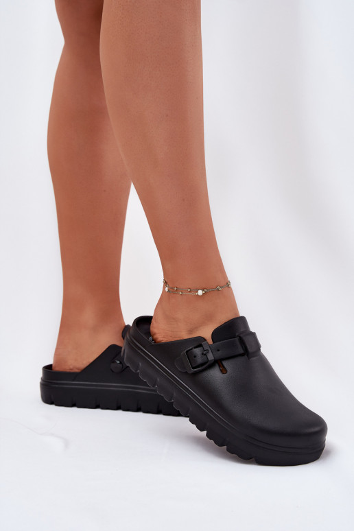 Pantofole leggere Pantofole da donna con cinghie I con fibbie colore nero Larinie Pantofole leggere Pantofole da donna con cinghie I con fibbie colore nero Larinie