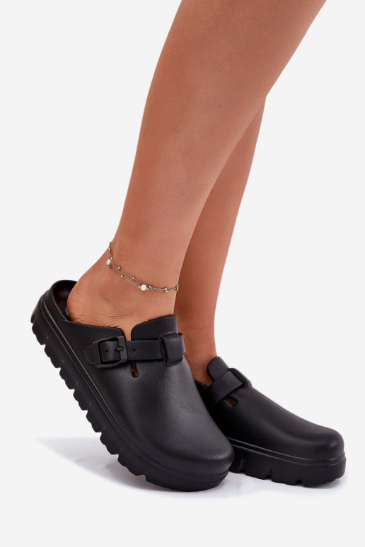 Pantofole leggere Pantofole da donna con cinghie I con fibbie colore nero Larinie Pantofole leggere Pantofole da donna con cinghie I con fibbie colore nero Larinie