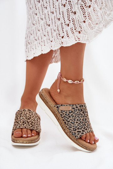 Pantofole da donna su piattaforma con motivo leopardato Norozi