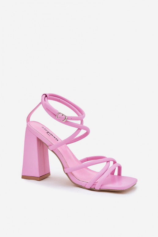 Sandali con tacco alto da donna con strisce colore rosa Ciarilora