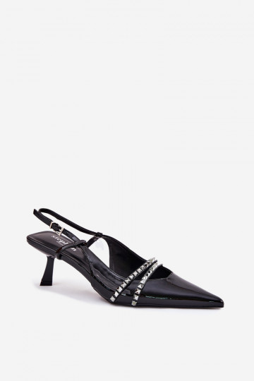 Scarpe laccate con tacchi sottili e cinturini Jelmia nere 2