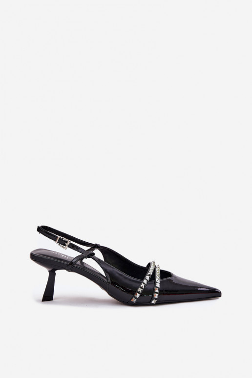 con effetto vernice Scarpe con tacchi sottili con cinghie colore nero Jelmia con effetto vernice Scarpe con tacchi sottili con cinghie colore nero Jelmia