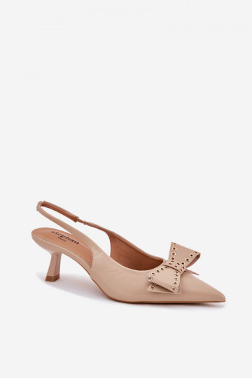 Scarpe con tacchi sottili con nastri beige Folesca 2