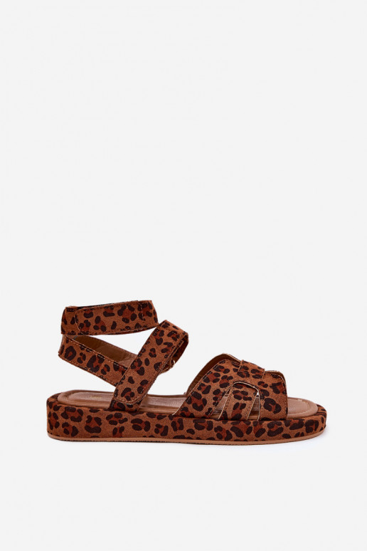 Sandali da donna Z con chiusura adesivaami con motivi di pelliccia di leopardo Uvissa